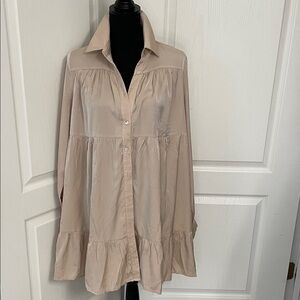 Idem Ditto tiered shirt dress M blush oversized